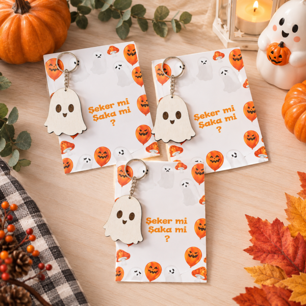 Halloween Hediyesi Ahşap Anahtarlık