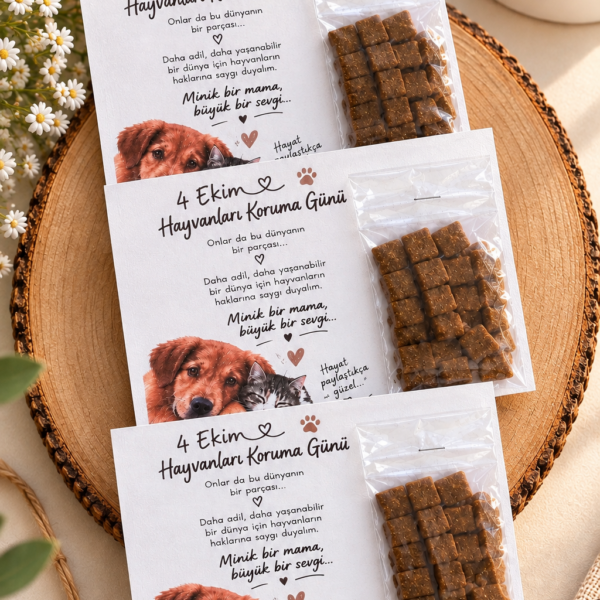 4 Ekim Hayvanları Koruma Günü Mama Hediyesi – Öğrencilere Hayvan Sevgisi Temalı Paketli Köpek Maması