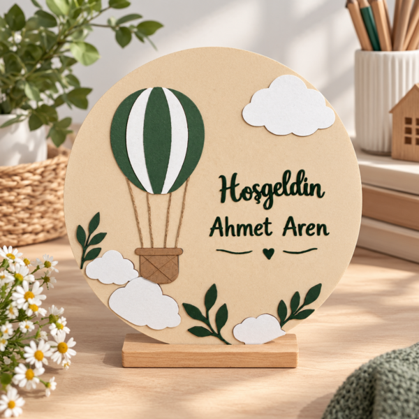 Ahşap Hoş Geldin Bebek Kapı Süsü | Kişiye Özel Bebek Odası Dekoru