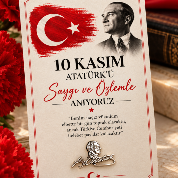 10 Kasım Atatürk Rozeti ve Anma Kartı | Gazi Mustafa Kemal Atatürk Anma Hediyesi